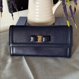 Salvatore Ferragamo Blue Leather Wallet